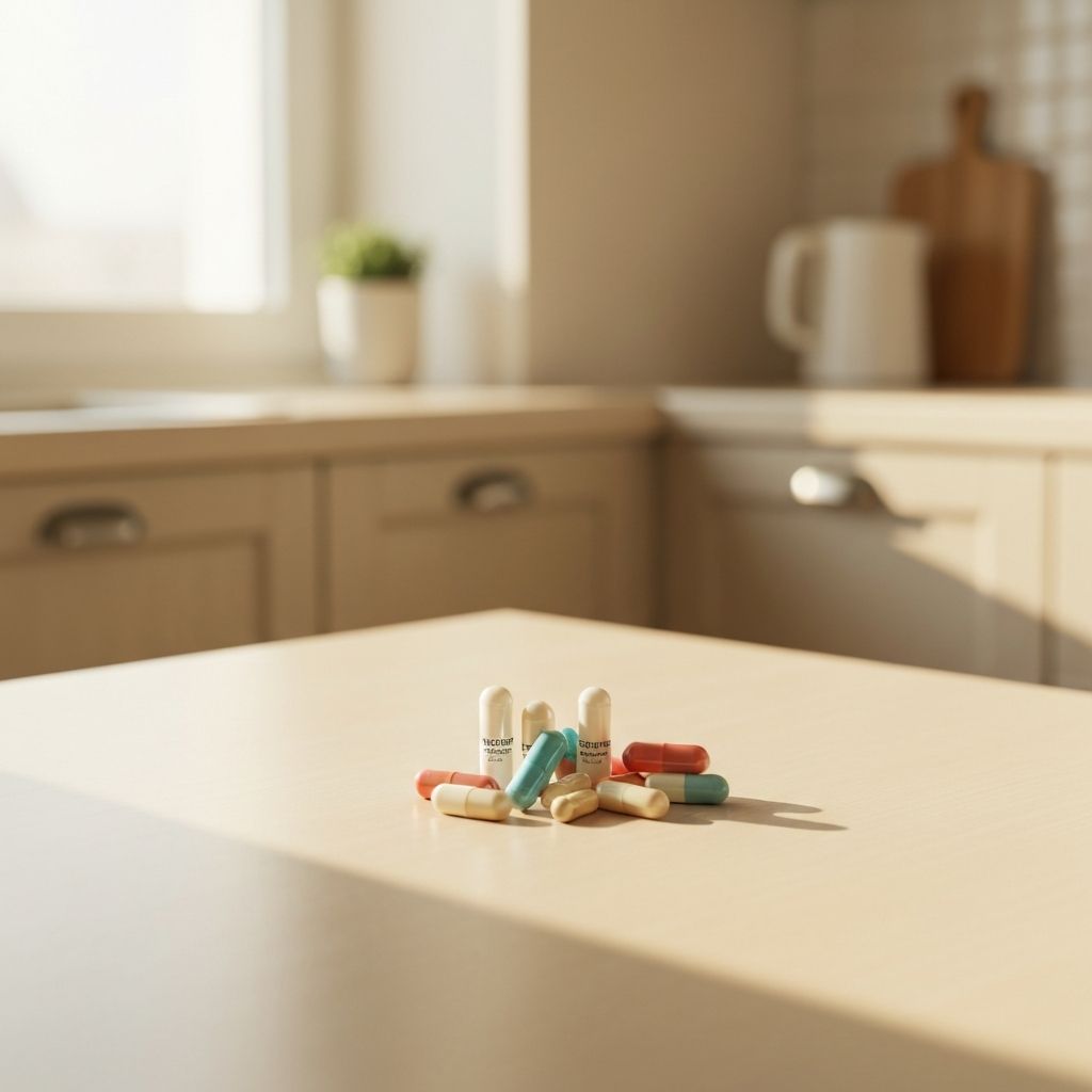 Ruhige Morgenszene mit Supplements